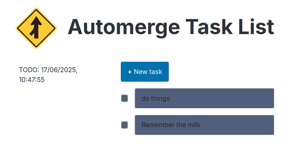 An image of the web app showing a sidebar listing task lists